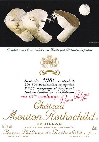 Этикетка вина Шато Мутон Ротшильд 1986 года - картинка
