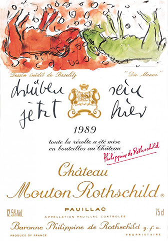 Этикетка вина Шато Мутон Ротшильд 1989 года - картинка