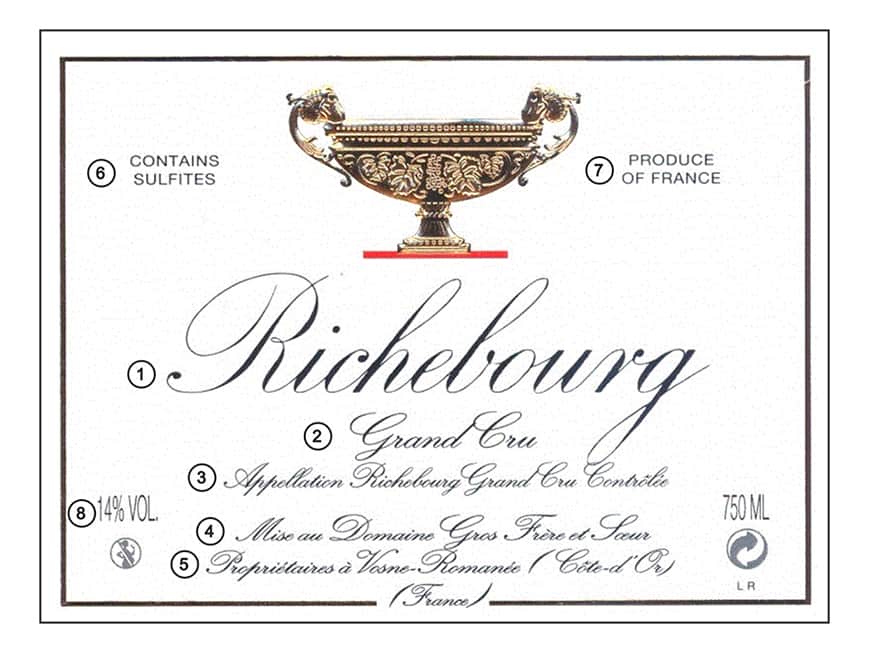 Этикетка бургундского вина Ришбур