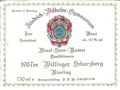 Этикетка немецкого вина Wiltinger Scharzberg