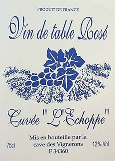 Этикетка французского вина Vin de table Cuvee L'Echoppe