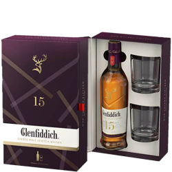 Glenfiddich 15 Years Old, gift box & glasses фото